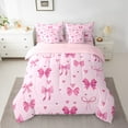 thumbnail image 2 of Erosebridal Pink Bowknot Bedding Sets Twin Size, Cute Princess Comforter Sets with Sheets, Bow Tie Decor, Reversible 7 Pieces, 2 of 5