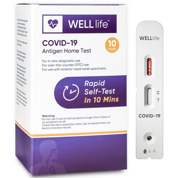 WELLlife™️ COVID-19 Antigen Home Test Cassette, 10 Tests per Kitbox with Holder