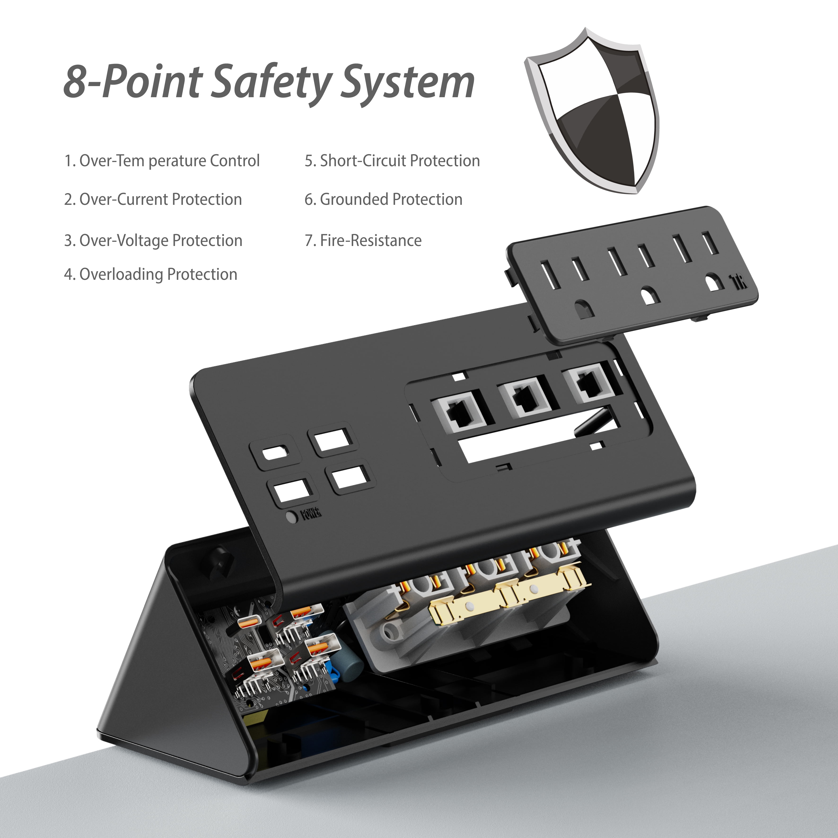 Desk Clamp Mount Power Strips , 4 USB Ports& 3 AC Outlets Charging Station, PD 20W Fast Charging USB C, 6Ft Extension Cord Desktop Power Hub, Home Office Desk Accessories, 2-Pack