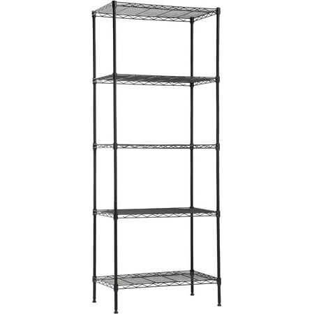 14" D×24" W×60" H Wire Shelving Unit Metal Commercial Shelf with 5 Tier Layer Rack Strong Steel for Restaurant Garage Pantry Kitchen Garage,Black