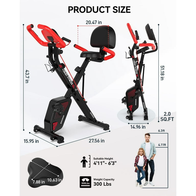 Pooboo 4 in 1 Folding Magnetic Exercise Bike Indoor Cycling x Bike Arm Resistance Bands 220