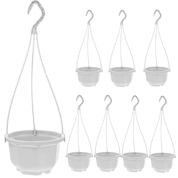 Eease 8pcs Hanging Plastic Flower Pots for Indoor Outdoor Garden