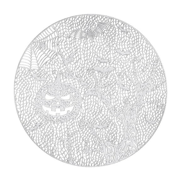 Beautynvta Halloween Placemat, Round Heat Insulation Pumpkin Tree Bat Placemats Table Mats Hollow Out Placemat PVC Place Mats for Dining Table Halloween Decoration