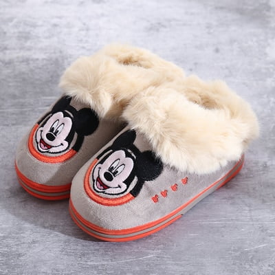 Zapatillas de algodón de Disney para niños y niñas, zapatillas de felpa cálidas antideslizantes con dibujos de princesas de Mickey mouse para casa, 22-23 plantillas de 14cm Gao Jinjia LED