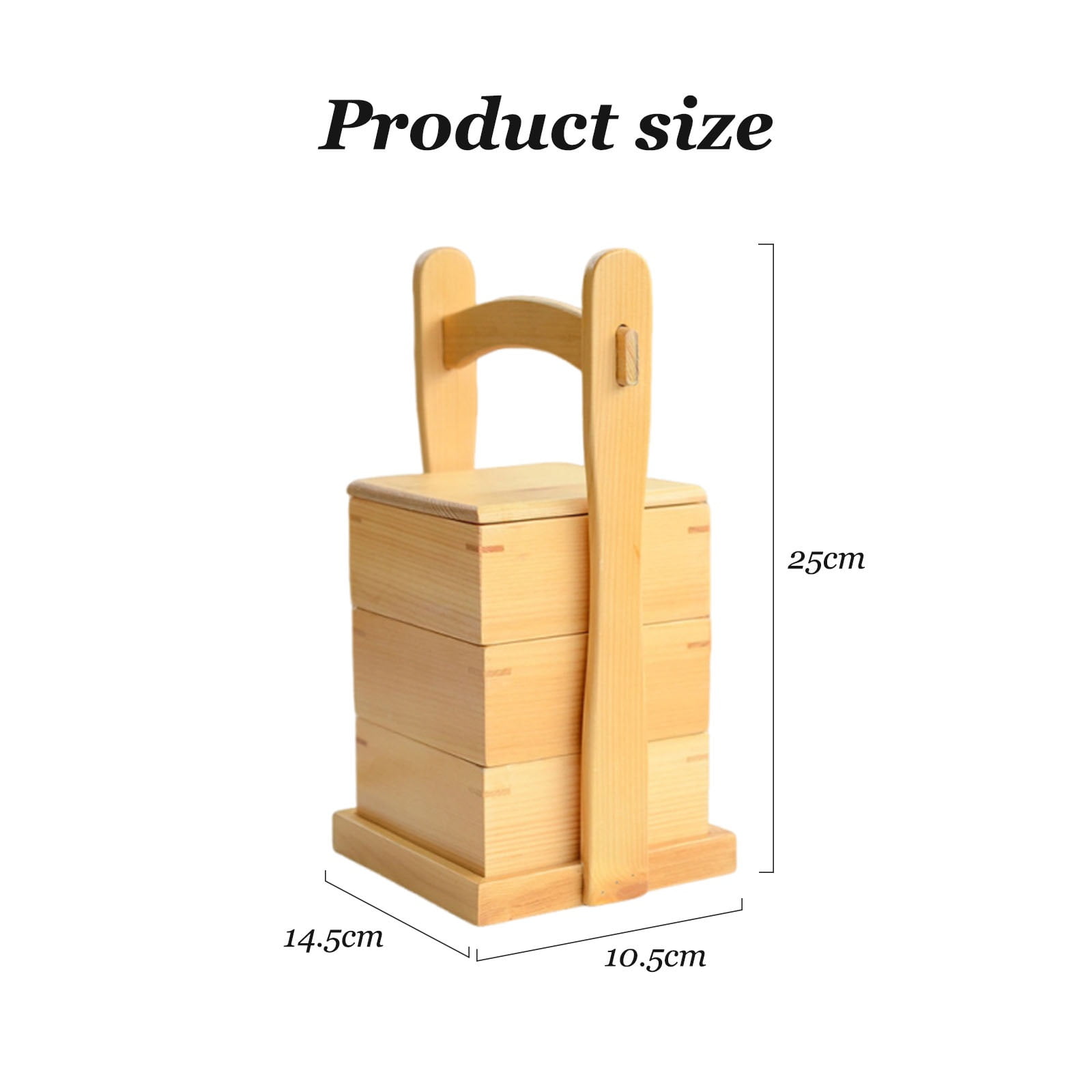 Portable Bento Box with Handle, Vintage Japanese Wooden Lunch Boxes for Food Prep Containers, Traditional Sushi Box for Home, Outdoor Picnic Farmhouse Wooden