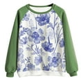 thumbnail image 3 of IROINNID On Sale Polyester Long Sleeve T Shirt for Women Comfortable Spring Fall Patchwork Flowers Printed Round Neck Tee Tops,Green, 3 of 3