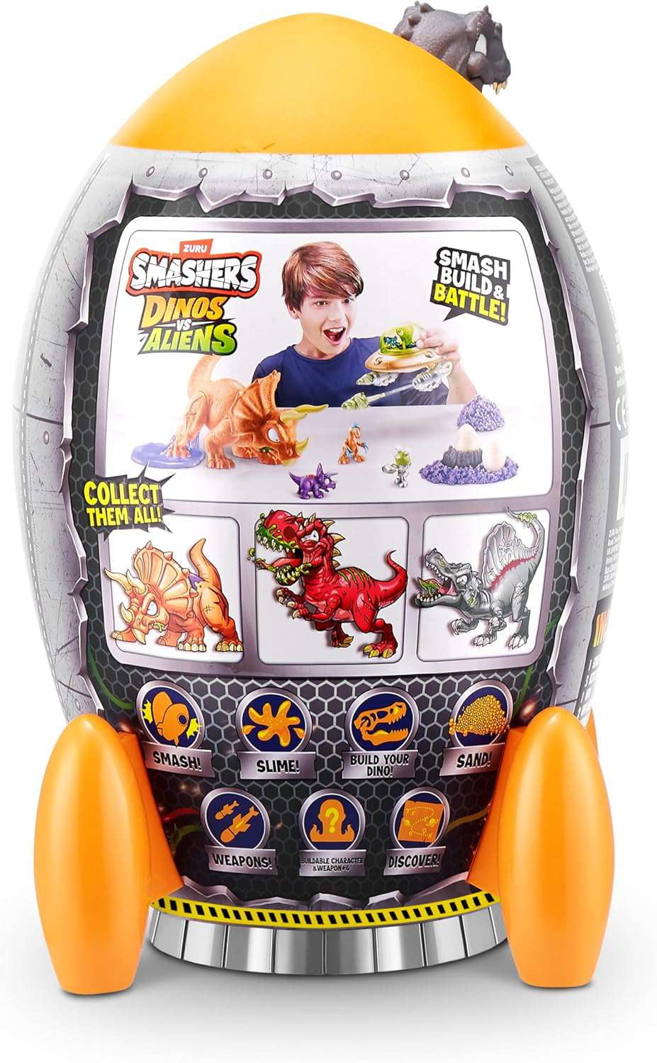 Smashers Dinos vs Aliens Rocket Mystery Pack (Spinosaurus, 25+ Surprises!)