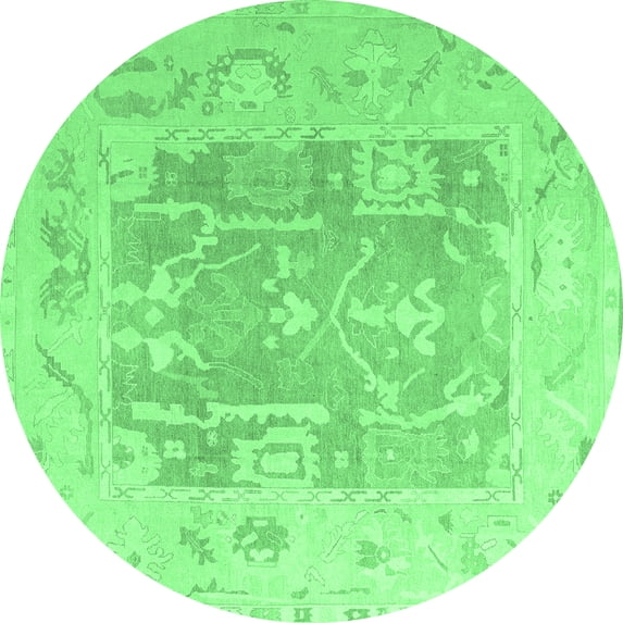 Ahgly Company Indoor Round Abstract Emerald Green Modern Area Rugs, 7' Round