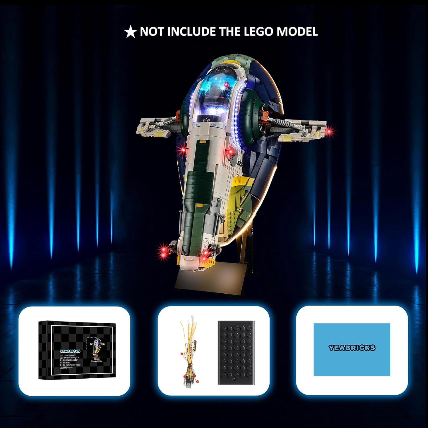 LED Light for Lego-75409 Jango Fett's Firespray-Class Starship Building Blocks Model (Building Set NOT Included)