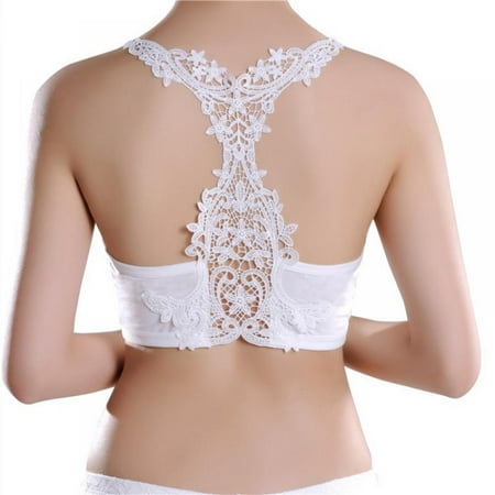 

Wisremt Womens Sexy Racerback Lace Bralette Bustier Breathable Crop Top Lace Bra - 1Pack White