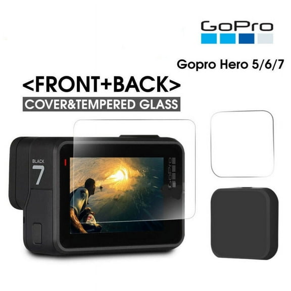 AMERTEER Tempered Glass Films Compatible for Gopro Hero 7 6 5 Screen and Lens Cap Cover Protector (2 Pack)