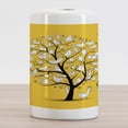 thumbnail image 2 of Yellow Bird Ceramic Toothbrush Holder, Tree of Uncolored Doodle Birds Singing on Branches, Decorative Versatile Countertop for Bathroom, 4.5" X 2.7", Earth Yellow White, 2 of 4