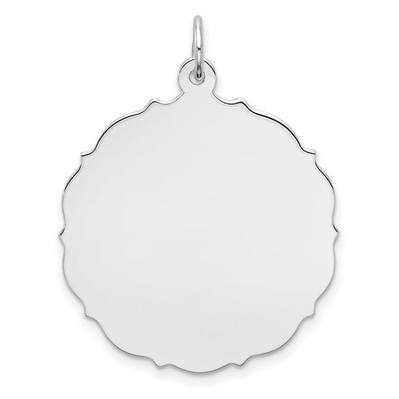 Beautiful Sterling Silver Rh-plt Engraveable Polished Front/Satin Back Disc Charm