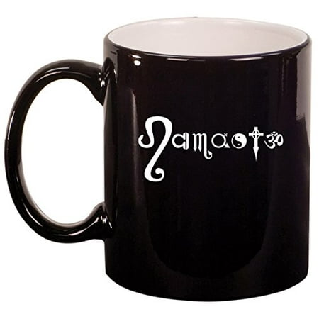

Ceramic Coffee Tea Mug Cup Namaste Yoga (Black)