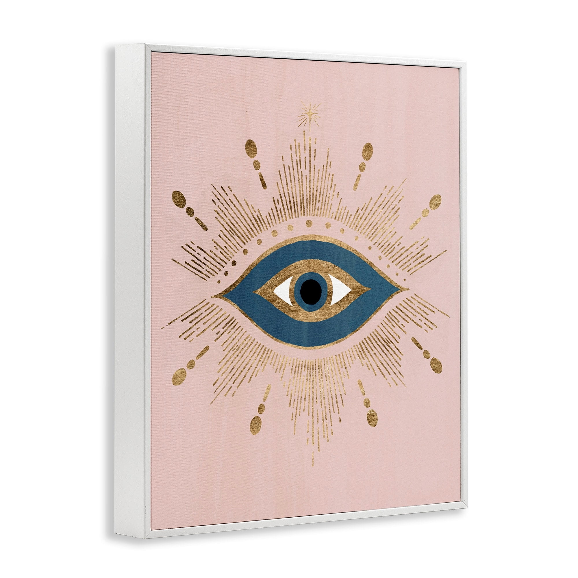Stupell Industries Evil Eye Glam Boho Pattern Bold Blue Pink, 24 x 30, Design by Grace Popp
