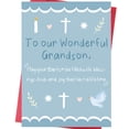 thumbnail image 1 of Tarjeta de bautismo Soupklop para nieto con símbolos cristianos, 1 of 7