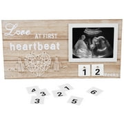 EliteZ Sonogram Photo Frame Pregnancy Announcement Gift, Love at Sight Ultrasound Photo Frame 11.8 X 6" Countdown Week Design Baby Girl Room Decor, Gender Reveal Baby Shower First Time Mom Gift
