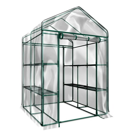 

ELENXS Greenhouse Plant Protection Tent 8 Shelves Metal Frame Plant Grow Tent with Zipper Door White