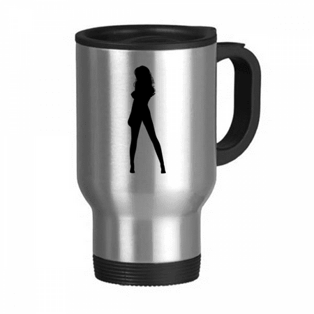 

Hot Beautiful Woman Figure Outline Travel Mug Flip Lid Stainless Steel Cup Car Tumbler Thermos
