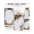 thumbnail image 4 of Women Waffle Knit Tops Henley Shirts Long Sleeve V Neck Solid Color Casual Tunic White XXL, 4 of 5