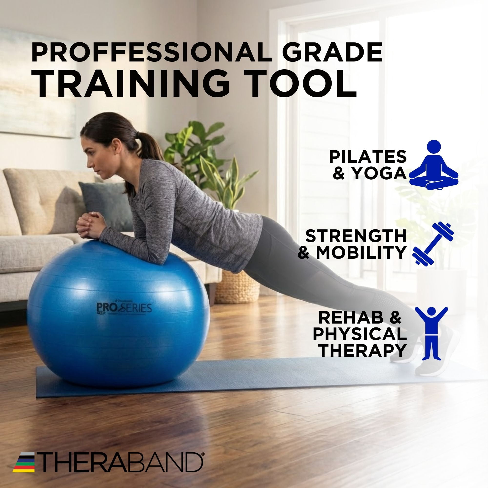 THERABAND Pro Series Stability Ball, 75 cm, Blue, 1 Pack