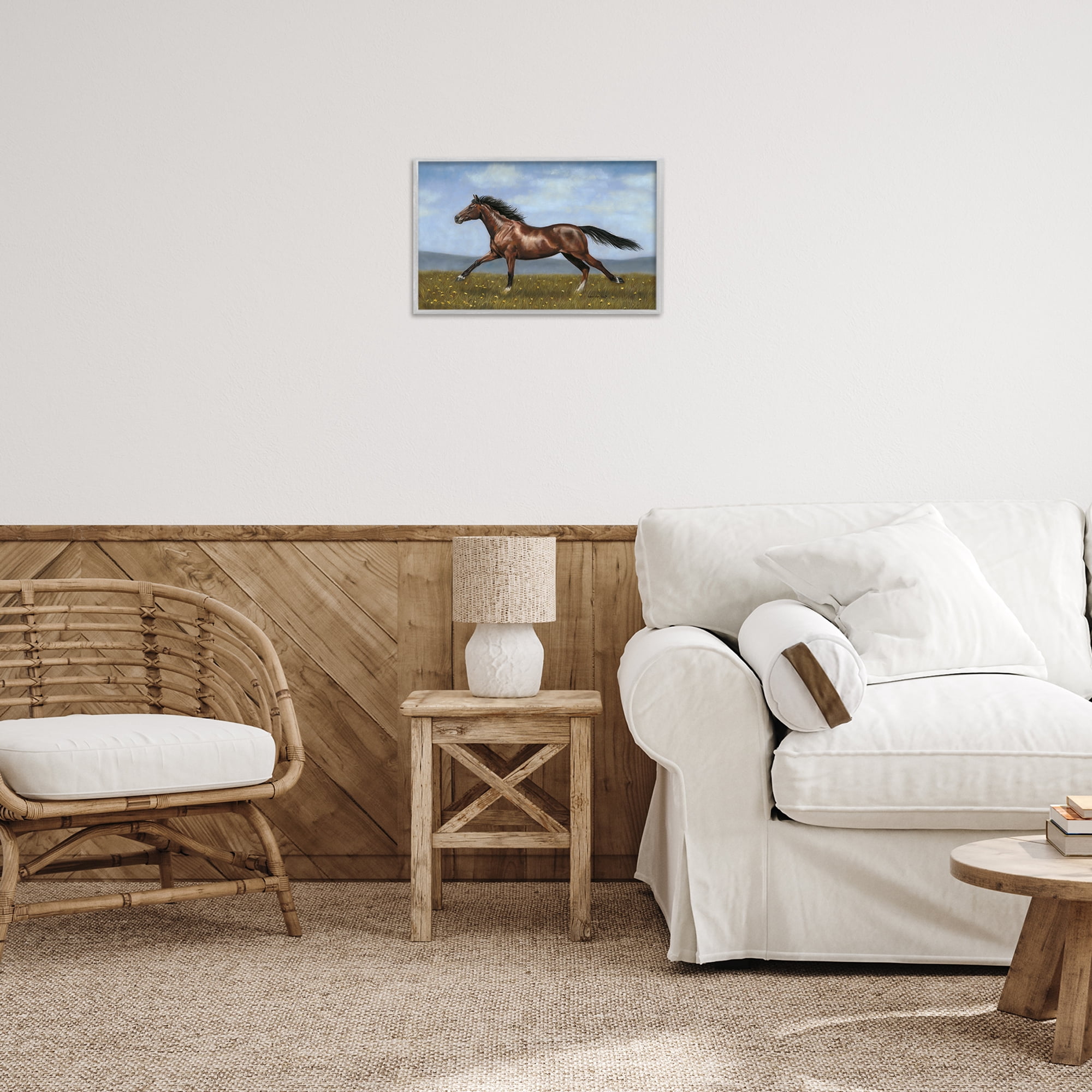 Stupell Industries Brown Running Mare Animals & Insects Painting Gray Framed Art Print Wall Art, 18 x 12