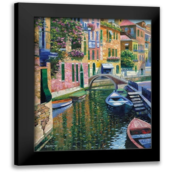 Behrens, Howard 12x14 Black Modern Framed Museum Art Print Titled - Romantic Canal