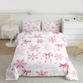 thumbnail image 2 of Homewish Ribbow Bow Tie Queen Comforter Set,Cute Snowfalke Bedding Sets,Pink White Bedding Comforter Set For Girls Kids,Ultra Soft Home Decor Reversible,3 Pieces, 2 of 8