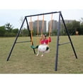 thumbnail image 2 of Tcbosik Metal Swing Set for Backyard, Outdoor Swing Frame with 2 Swing Set, A-Frame Swing Stand, 200lbs Weight Capacity, Blue, 2 of 7