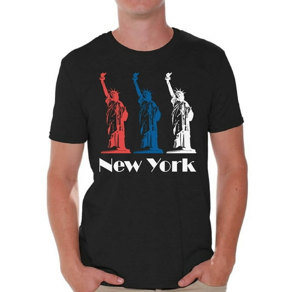 New York T-shirts for Men - Statue of Liberty - Graphic NYC Novelty Souvenir Gift