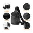 thumbnail image 2 of Bolso Bandolera De Cuero Impermeable Con Estampado De Cuadro Belug, Gris NEGRO, 2 of 5