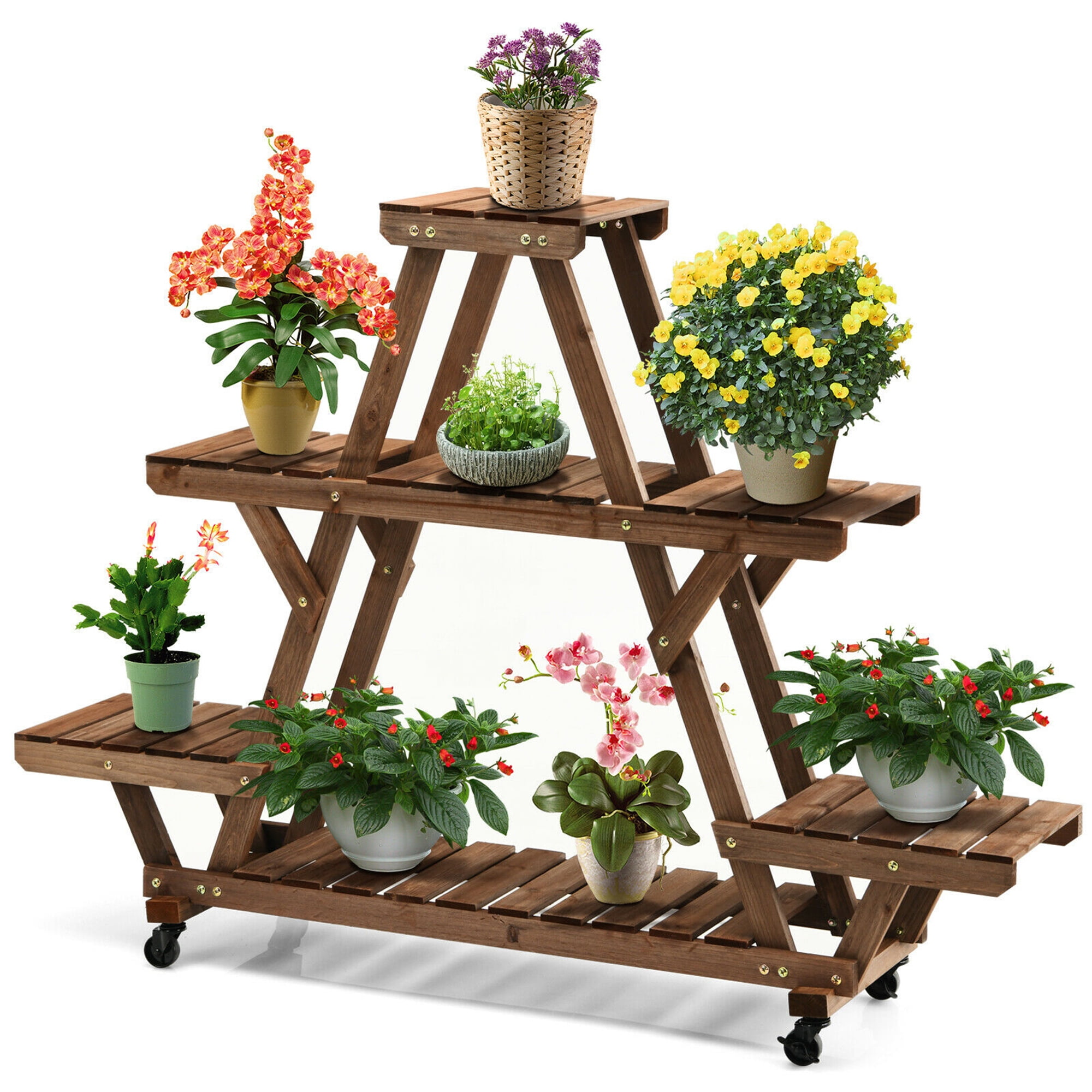 Solid Wood Frame The surface of this flower stand has