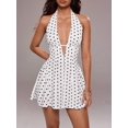 thumbnail image 5 of Women's Polka Dot Print Sexy V-Neck Backless Mini Dress, 5 of 7