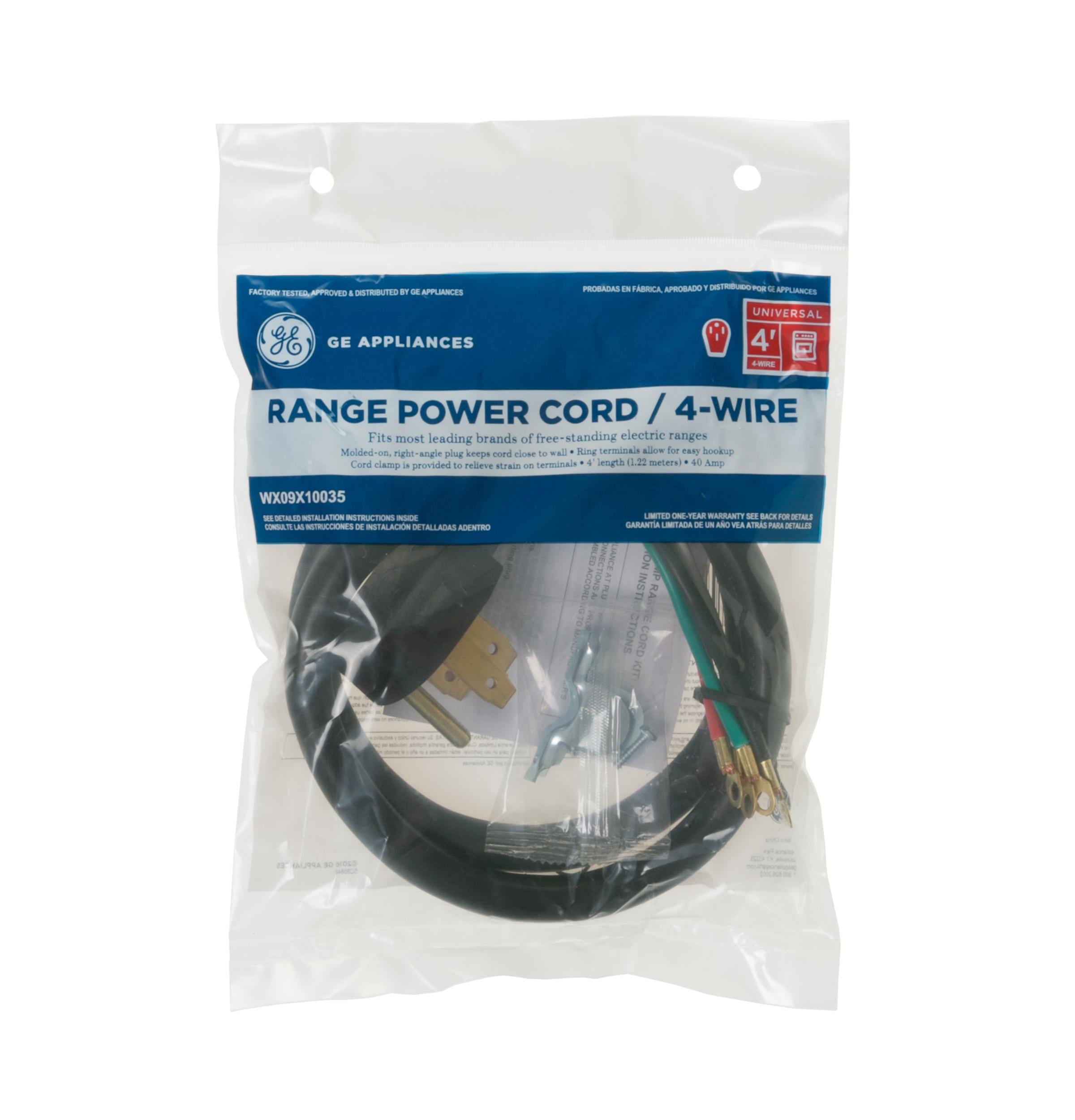 GE  Consumer & Industrial WX09X10035DS 4 ft. 4-Prong 40 Amp Range Cord Black