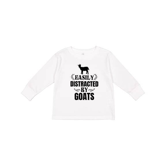 Inktastic Easily Distracted by Goats Boys or Girls Long Sleeve Toddler T-Shirt