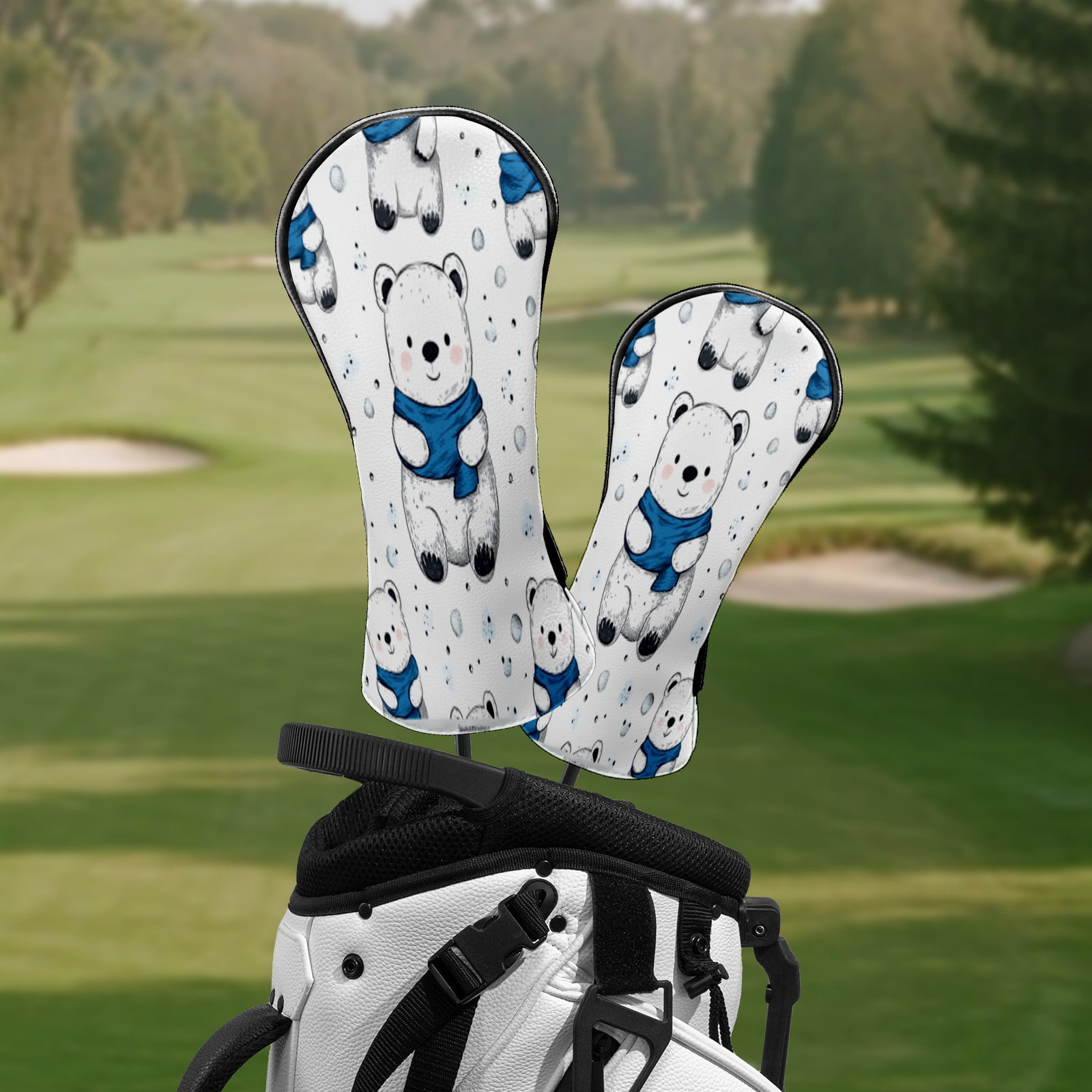Golf Club Head Covers White Bear Premium Plush Velvet Lining, Waterproof Golf Headcovers Driver & Fairway Woods for Scratch Protection Novelty Gift for Men & Women