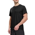 thumbnail image 4 of MIER Mens Short Sleeve Workout Shirt, Quick Dry Moisture Wicking Gym T-Shirt, Crew Neck, Black, Size L, 3-Pack, 4 of 7