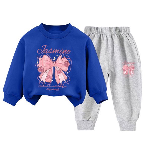 Povozer Girls 2PCS Fall Winter Outfits Set Girls Comfortable Warm Cute Cartoon Print Long Sleeved Sweatshirt Pants Casual 2pcs Set,Size 2-3 Years,M