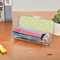 thumbnail image 7 of Plastic Pencil Box Large Capacity Pencil Boxes Clear Boxes with Snap-Tight Lid Stylish Office Supplies Storage Organizer Box White Flowers and Leaves, 7 of 7