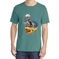 thumbnail image 2 of Wild Bobby, Funny Graphic Astronaut Cat in Space on Cheeseburger, Animal Lover, Garment-Dyed Washed Look Short Sleeve T-Shirt, Emerald, Medium, 2 of 3