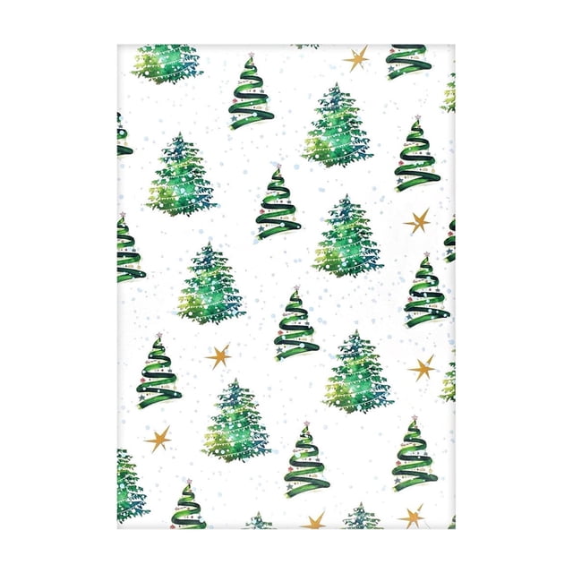 S Christmas Wrapping Paper Green Tissue Paper With Lights And Tree Pattern Double-Sided Printed For Gift Box Packaging And Holiday Party Decor Size S
