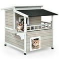 thumbnail image 1 of Costway Casa para Gatos Condo de Lujo de 2 Pisos de Madera para Patio con Balcón, 1 of 5