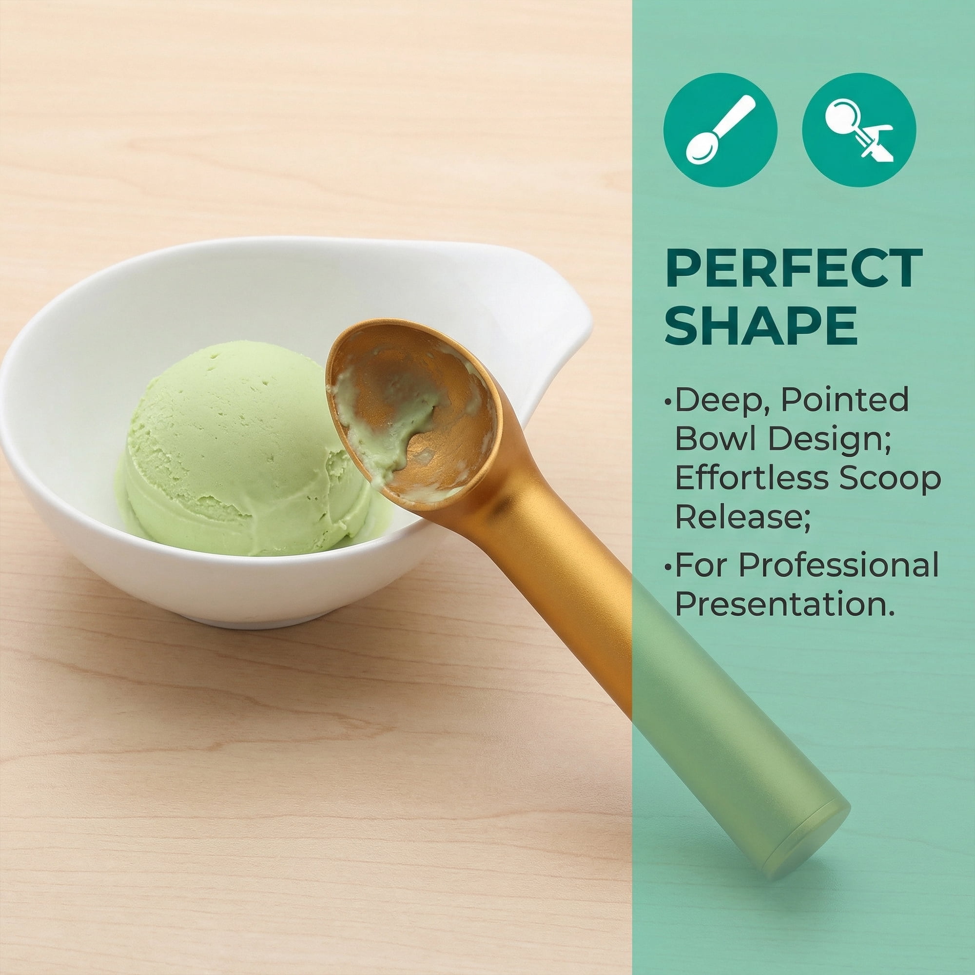 Unique Bargains Stainless Steel Ice Cream Scoop with a great Handle Gold