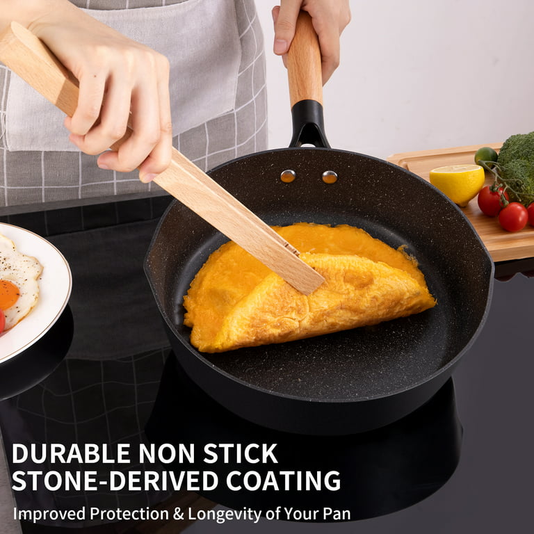 Bobikuke Nonstick Deep Frying Pan with Lid, 9.5 Inch Saute Pan Non Stick  Skillets for Cooking with Removable Handle,Dishwasher Safe, Oven Safe, PFOA