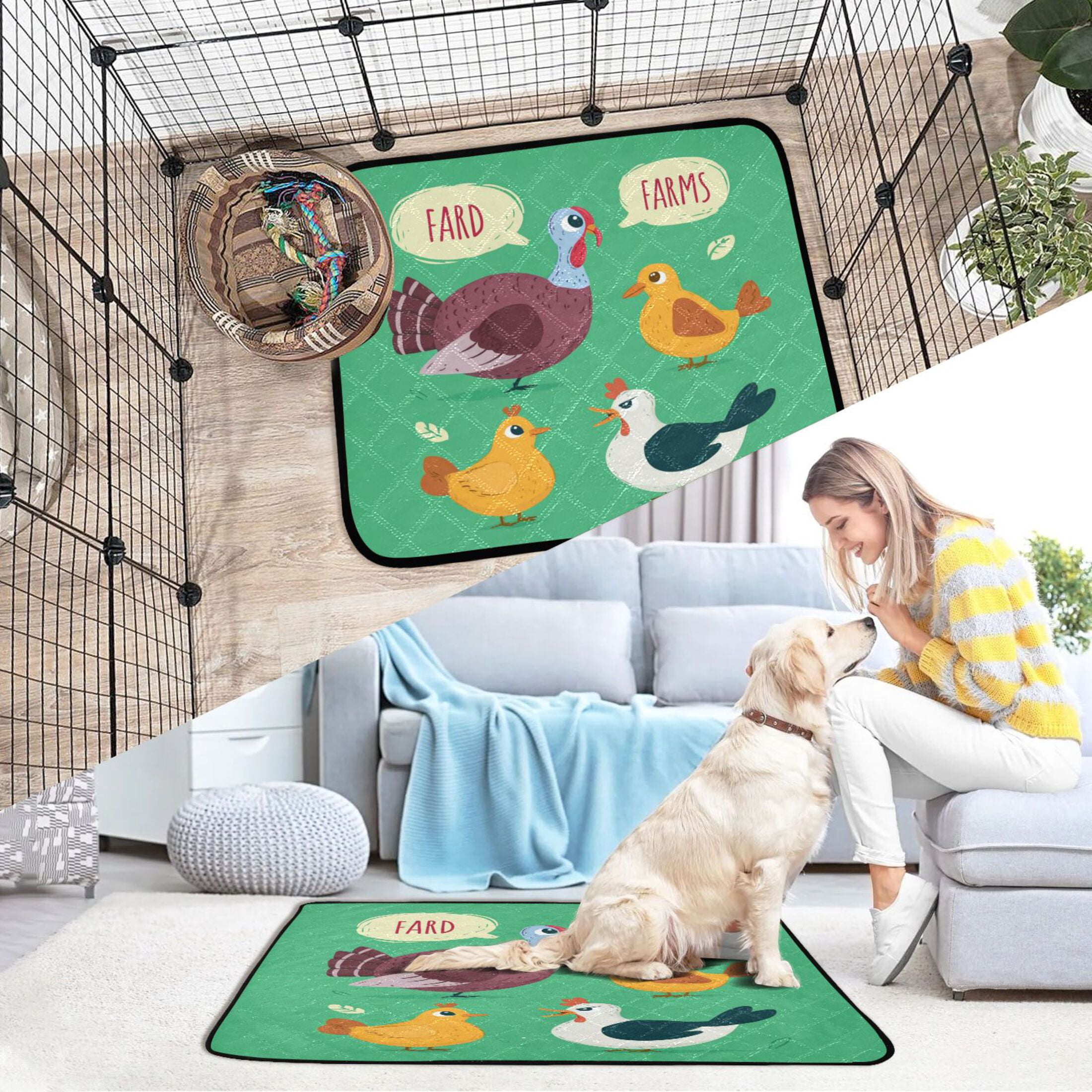 IAUYY Washable Pee Pads for Dogs Smallx3 Absorbent and Leak-Proof Non-Slip Reusable Puppy Pee Pads for Dogs Applicable to Playpen Potty Crate Speech Bubble