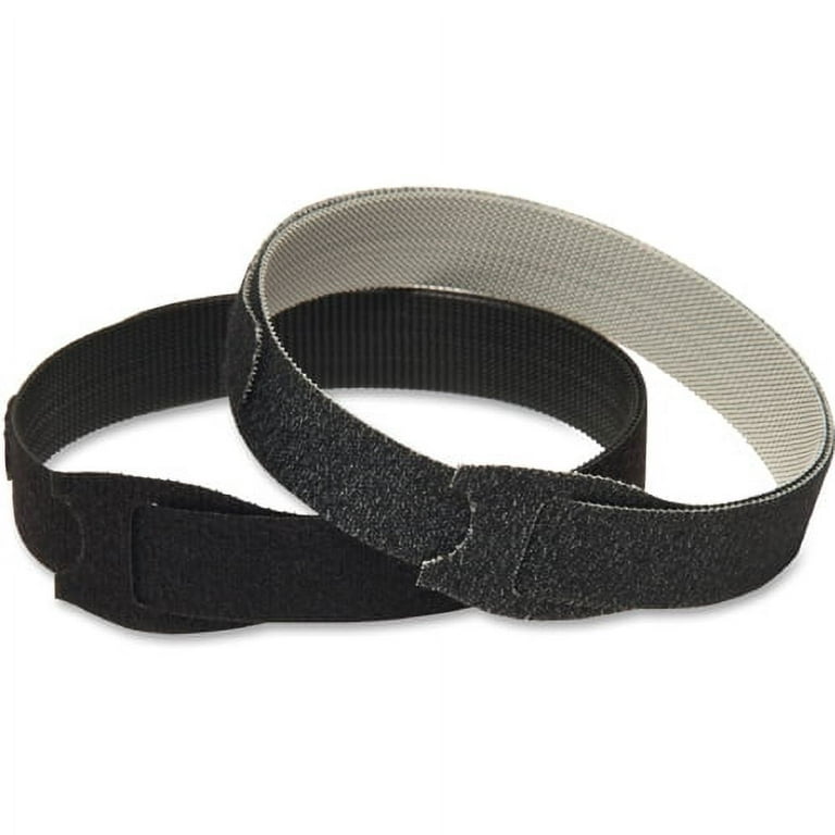 Black Hook And Loop Velcro Strip Tie Fastener W/ Buckle, 8 Inch