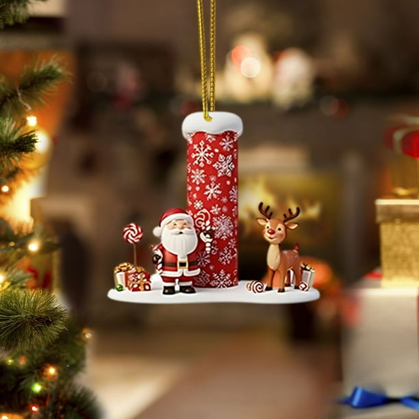 Decoraciones de Árbol de Navidad 2D Acrílico Decoración Carta Colgante con 26 Letras Diy Navidad Decoración Del Hogar Ornamentos Del Árbol de Navidad