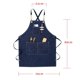 thumbnail image 2 of Delantal de lona de algodón impermeable con bolsillos y tirantes desmontables, cómodo para restaurante, color azul marino, 2 of 9