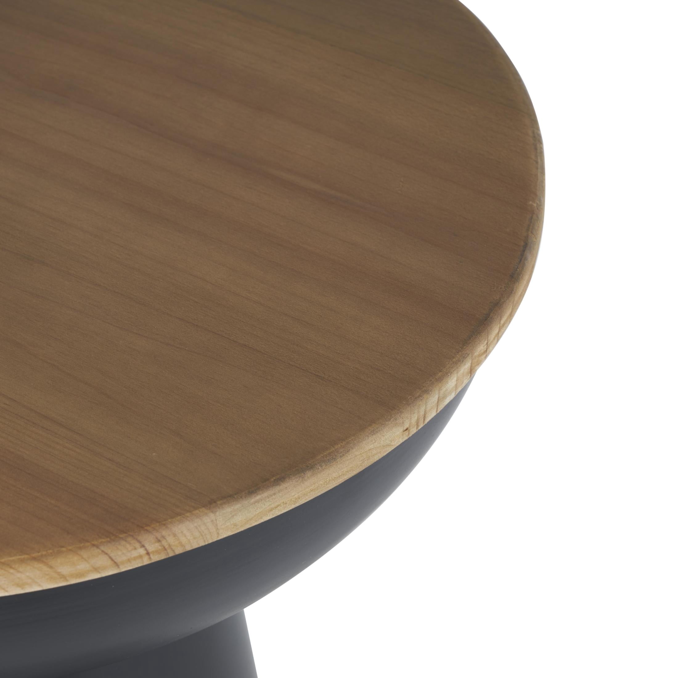 DecMode 15" x 21" Black Metal Handmade Pedestal Accent Table with Brown Wood Tabletop, 1-Piece