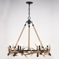 thumbnail image 2 of Vaxcel Breckenridge 6 Light Bronze Rustic Antler Chandelier Natural Rope Accent, 2 of 9